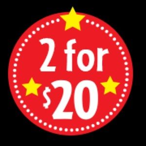 Bundle 2 items for 20 dollars and 20% off!